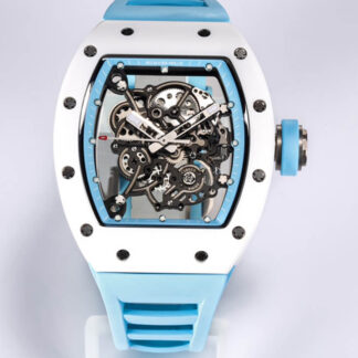 AAA Replica Richard Mille RM-055 BBR Factory Ceramic Case Blue Strap Mens Watch