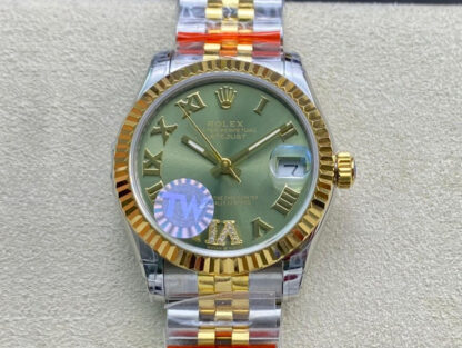 AAA Replica Rolex Datejust 178273 31MM TW Factory Green Dial Ladies Watch