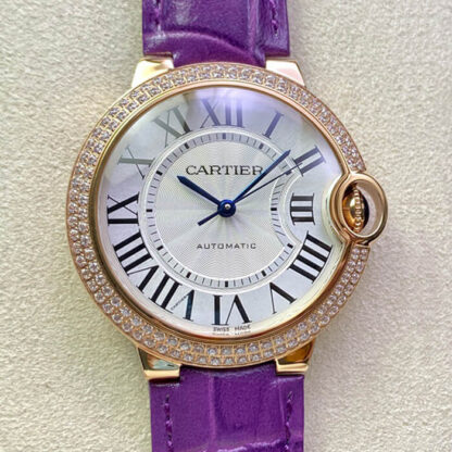 AAA Replica Ballon Bleu De Cartier 36MM WJBB0009 3K Factory Diamond Bezel Ladies Watch