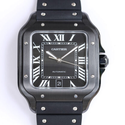 AAA Replica Cartier Santos WSSA0039 GF Factory V2 Rubber Strap Mens Watch