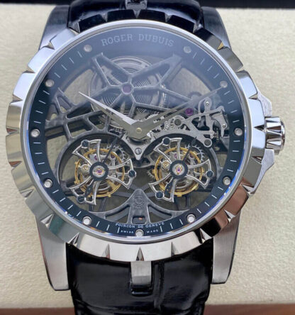 AAA Replica Roger Dubuis Excalibur RDDBEX0396 YS Factory Skeleton Double Tourbillon Dial Mens Watch