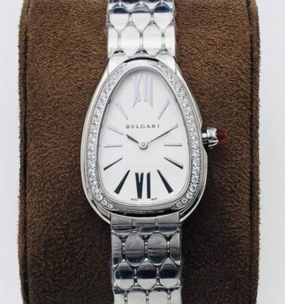 AAA Replica Bvlgari Serpenti 103361 BV Factory Silver White Dial Ladies Watch