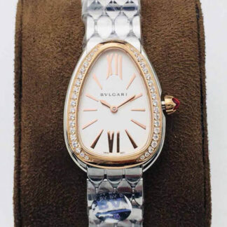 AAA Replica Bvlgari Serpenti 103143 BV Factory Rose Gold Diamond Bezel Ladies Watch