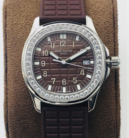 AAA Replica Patek Philippe Aquanaut 5067A-023 Quartz Movement PPF Factory Brown Strap Ladies Watch