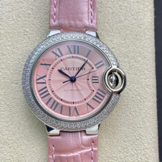 AAA Replica Ballon Bleu De Cartier 33MM V6 Factory Pink Strap Women Watch | aaareplicawatches.is