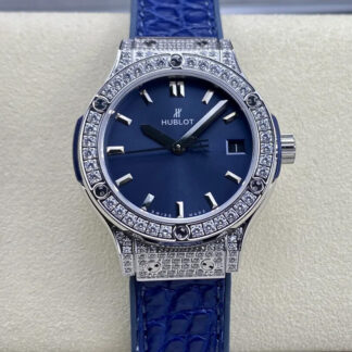 AAA Replica Hublot Classic Fusion 33MM Quartz HB Factory Blue Dial Woman Watch | aaareplicawatches.is