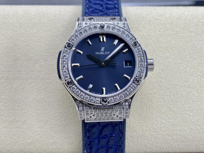 AAA Replica Hublot Classic Fusion 33MM Quartz HB Factory Blue Dial Woman Watch | aaareplicawatches.is