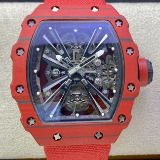 AAA Replica Richard Mille RM12-01 Tourbillon RM Factory Red Strap Mens Watch | aaareplicawatches.is