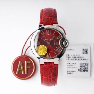 AAA Replica Ballon Bleu De Cartier WSBB0022 33MM AF Factory Red Strap Woman Watch | aaareplicawatches.is