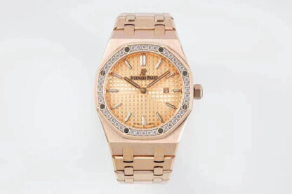 AAA Replica Audemars Piguet Royal Oak Quartz 33MM 67651OR.ZZ.1261OR.03 ZF Factory Diamond Bezel Woman Watch | aaareplicawatches.is