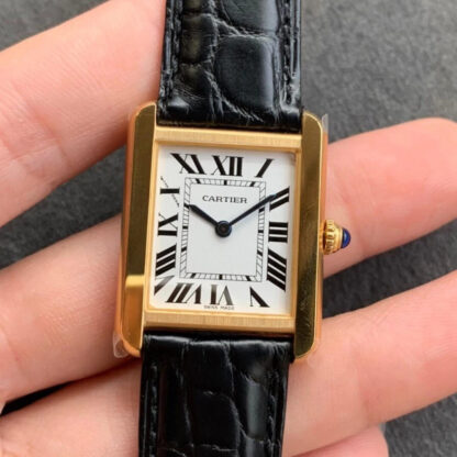 AAA Replica Cartier Tank W5200004 K11 Factory Black Strap Woman Watch | aaareplicawatches.is