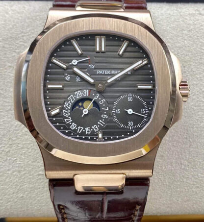 AAA Replica Patek Philippe Nautilus 5712 ZF Factory Rose Gold Case Mens Watch | aaareplicawatches.is