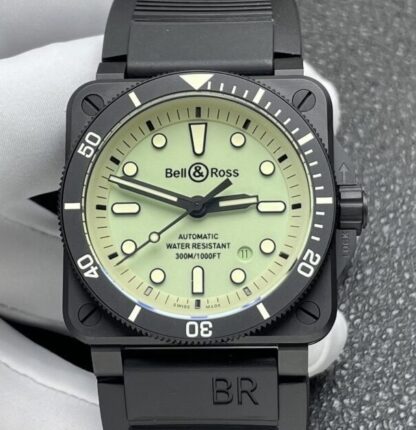 AAA replica Bell & Ross BR0392-D-KA-CE-SRB black ceramic green dial | aaafactory.io