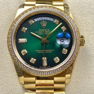 AAA Replica Rolex DayDate m128348rbr-0035 8+ Factory Green Dial Ladies Watches | aaafactory.io